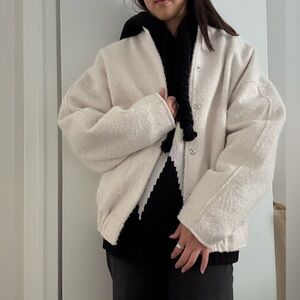 Oversized White Boulce Zara bomber jacket